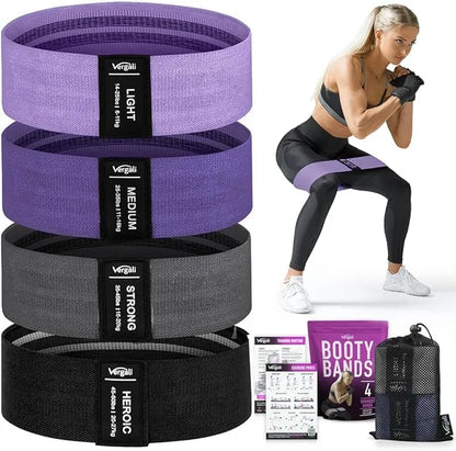 Fabric Resistance Bands Set – 4 Levels with Workout Guide - Urbizia