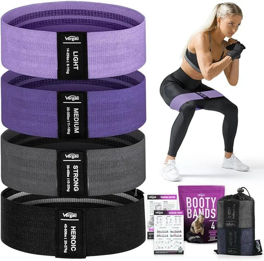 Fabric Resistance Bands Set – 4 Levels with Workout Guide - Urbizia