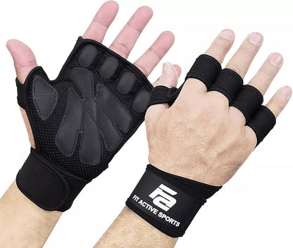 Fit Active Sports Ventilated Weight Lifting Gloves with Wrist Wraps – Men & Women - Urbizia