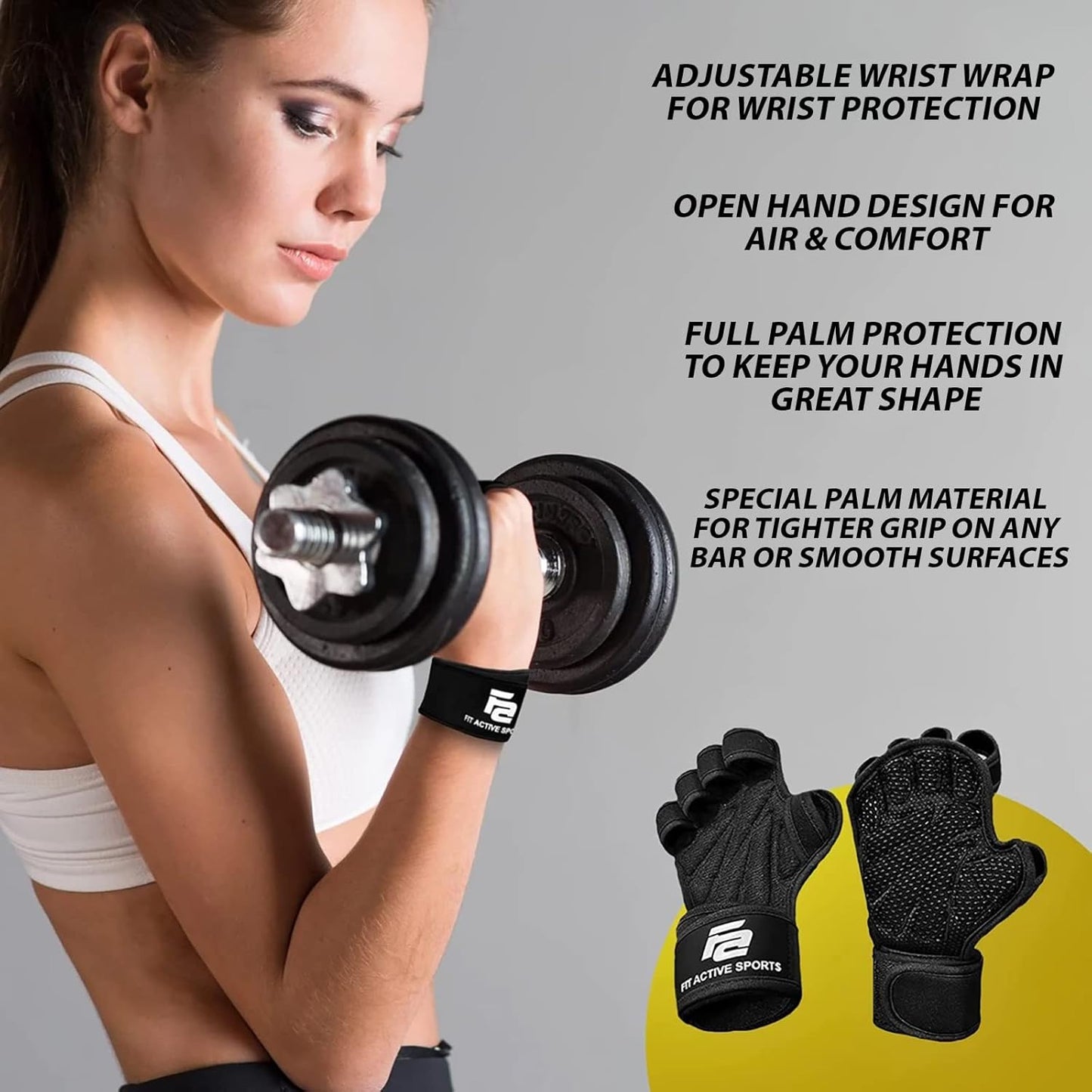 Fit Active Sports Ventilated Weight Lifting Gloves with Wrist Wraps – Men & Women - Urbizia