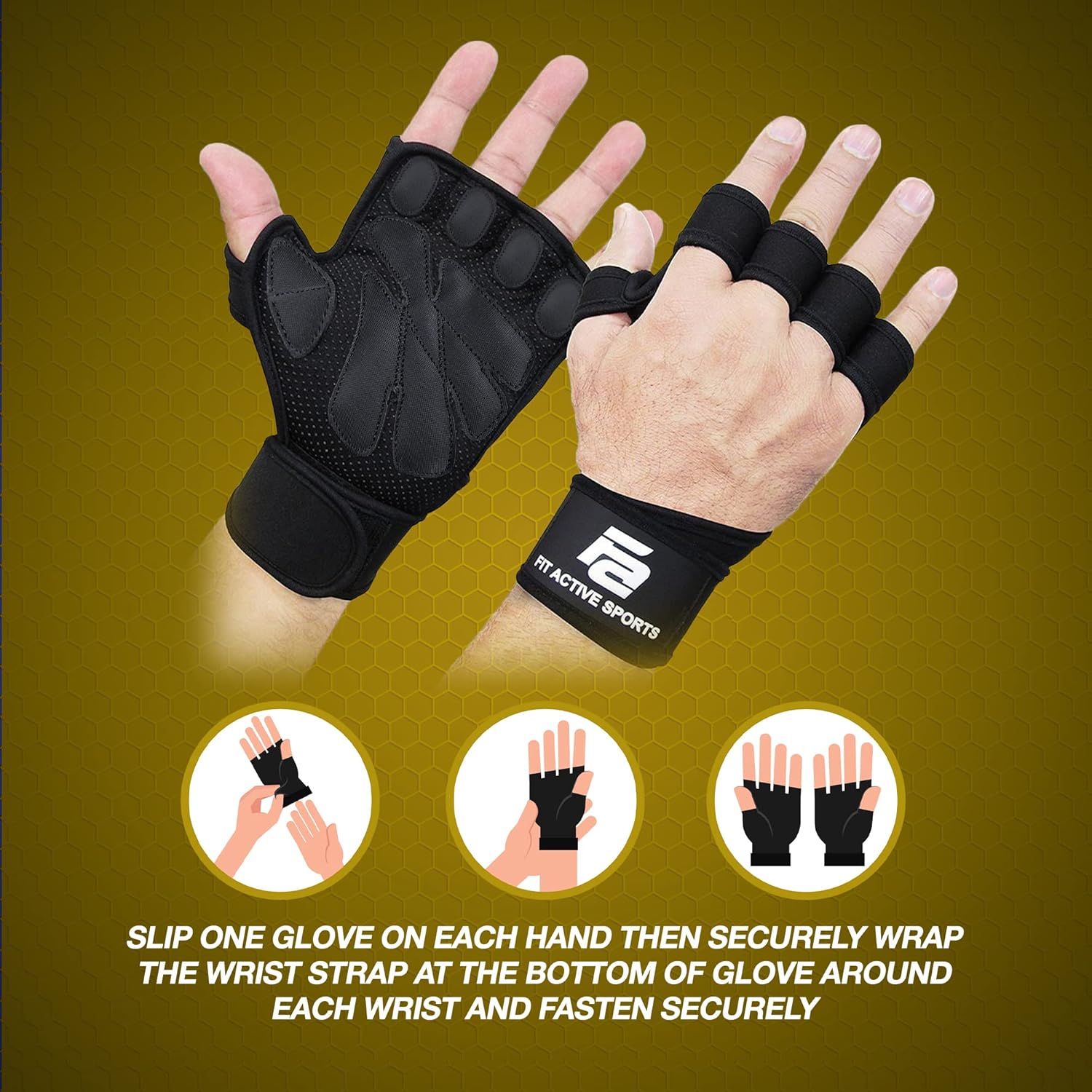 Fit Active Sports Ventilated Weight Lifting Gloves with Wrist Wraps – Men & Women - Urbizia
