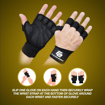 Fit Active Sports Ventilated Weight Lifting Gloves with Wrist Wraps – Men & Women - Urbizia