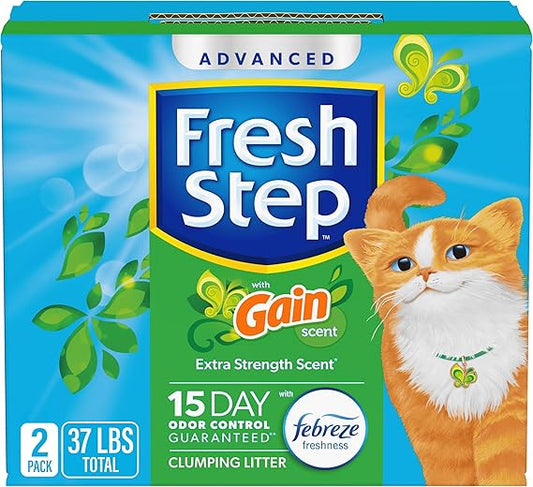 Fresh Step Advanced Clumping Cat Litter with Febreze & Gain Scent – 37 lbs, Odor Control Multi-Cat Formula - Urbizia