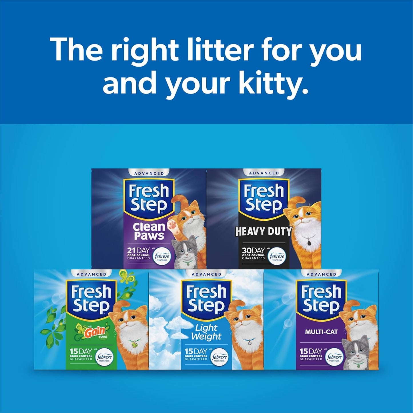 Fresh Step Advanced Clumping Cat Litter with Febreze & Gain Scent – 37 lbs, Odor Control Multi-Cat Formula - Urbizia