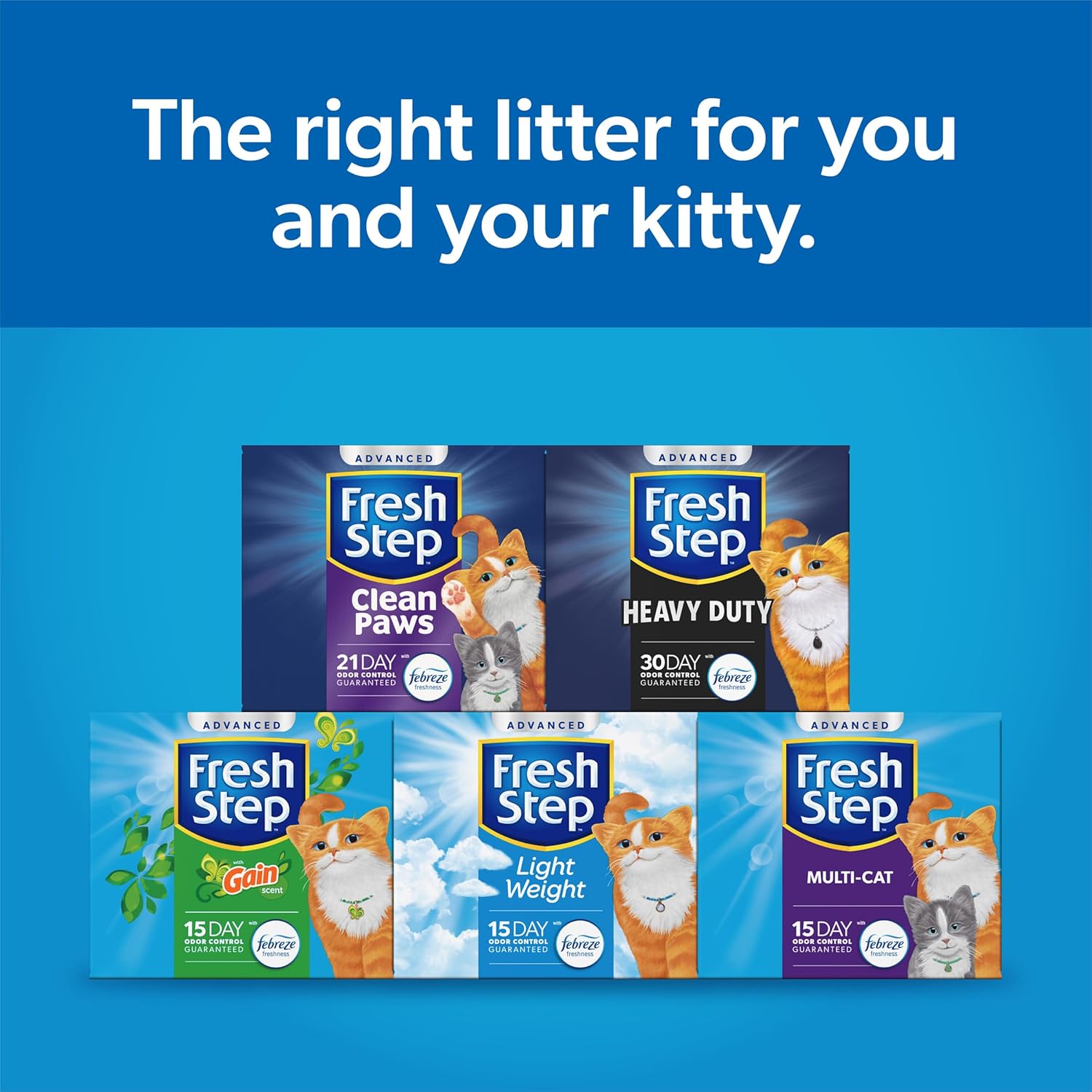 Fresh Step Advanced Clumping Cat Litter with Febreze & Gain Scent – 37 lbs, Odor Control Multi-Cat Formula - Urbizia