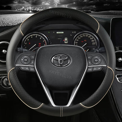 Car Steering Wheel Cover Leather 38cm For Toyota Corolla Fortuner Sequoia Auris Avensis YARIS Vios Celica 86 Rav4 4Runner C-HR