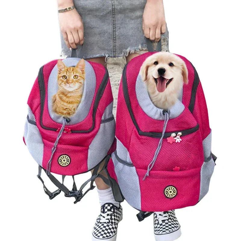 Outdoor Pet Dog Carrier Bag Portable Travel Backpack Front Bag Double Shoulder Mesh Backpack Head Carrying Bags For Cat - Urbizia