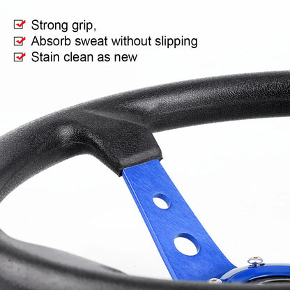 Auto Sport Drifting Steering Wheels 92mm Deep Dish Corn Universal Racing PU Leather Steering Wheel 350mm 14inch Aluminum Alloy