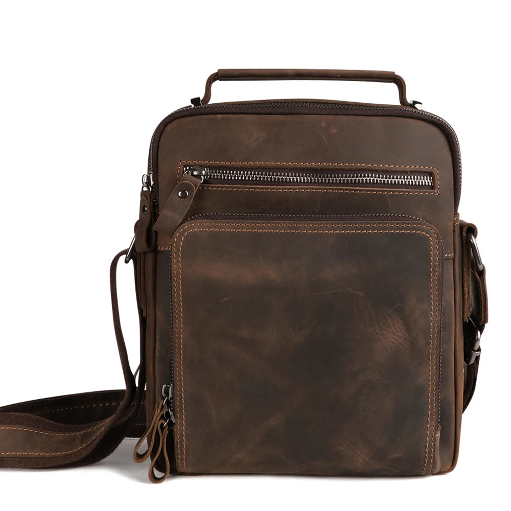 JOYIR New Genuine Leather Men Vintage Handbags Small Flap Men's Shoulder Bag Casual Office Messenger Bags Fashion Crossbody Bag