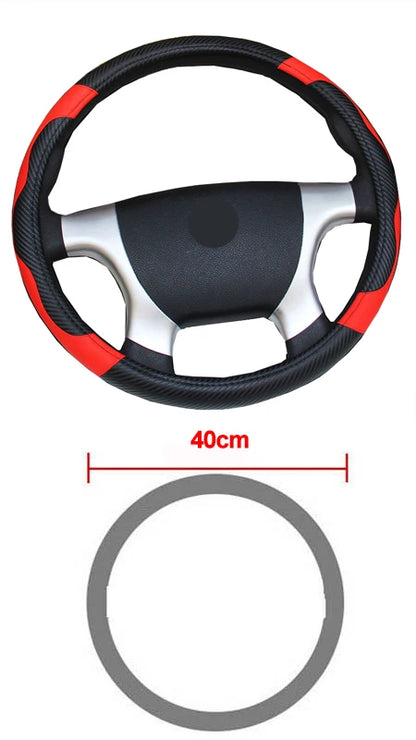 Car Steering Wheel Cover Bus Truck For 36 38 40 42 45 47 50 CM Out Diameters Blue Red Microfiber Leather Steering-wheel Wrap