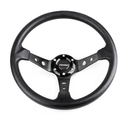 Auto Sport Drifting Steering Wheels 92mm Deep Dish Corn Universal Racing PU Leather Steering Wheel 350mm 14inch Aluminum Alloy