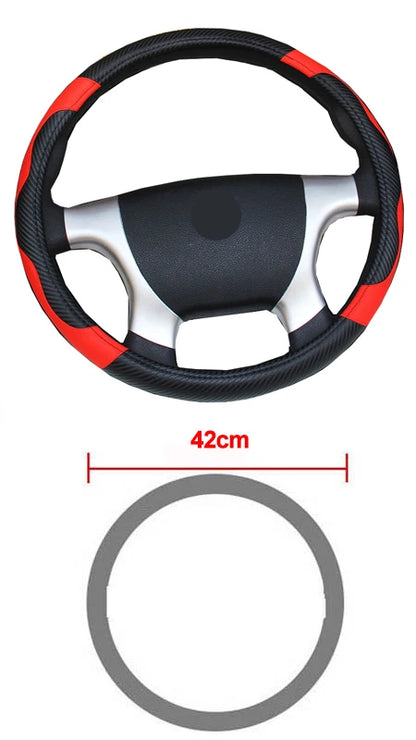 Car Steering Wheel Cover Bus Truck For 36 38 40 42 45 47 50 CM Out Diameters Blue Red Microfiber Leather Steering-wheel Wrap