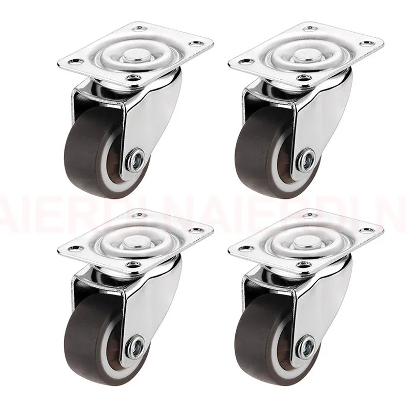 4PCS NAIERDI 1-2inch Furniture Caster Soft Rubber Universal Wheel Swivel Caster Roller Wheel For Platform Trolley Accessory