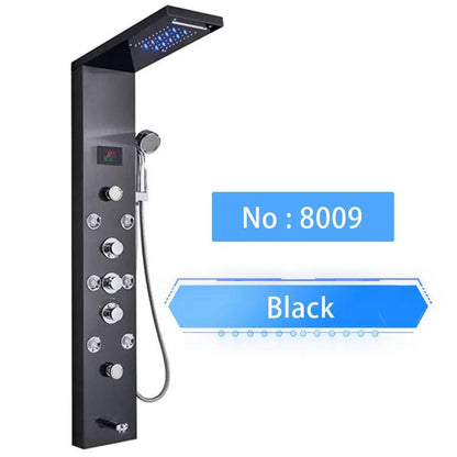 Luxury LED Shower Panel SPA Massage Jet Shower Faucet Bathroom Waterfall Rain Shower Column System Faucet Bathoom