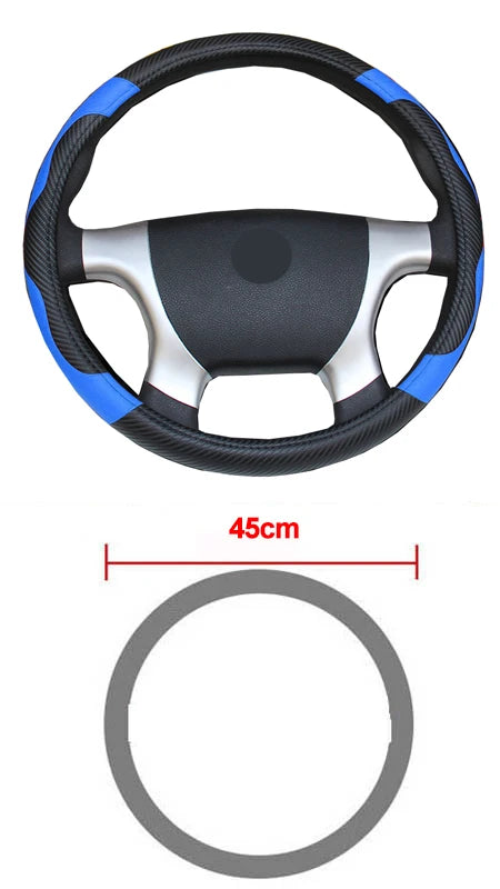 Car Steering Wheel Cover Bus Truck For 36 38 40 42 45 47 50 CM Out Diameters Blue Red Microfiber Leather Steering-wheel Wrap