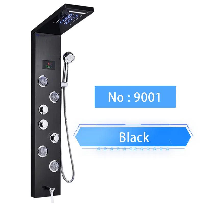 Luxury LED Shower Panel SPA Massage Jet Shower Faucet Bathroom Waterfall Rain Shower Column System Faucet Bathoom