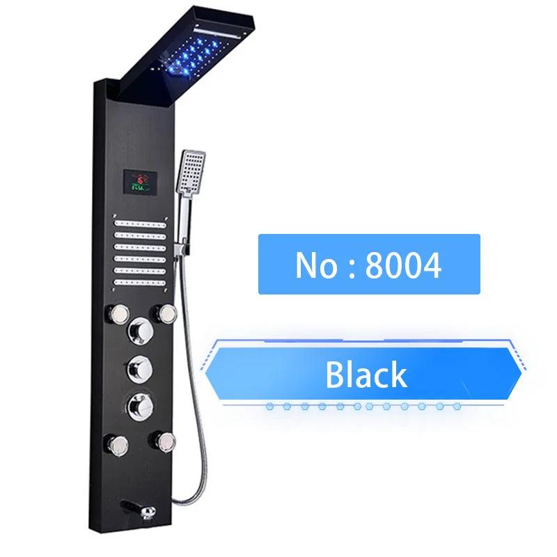 Luxury LED Shower Panel SPA Massage Jet Shower Faucet Bathroom Waterfall Rain Shower Column System Faucet Bathoom