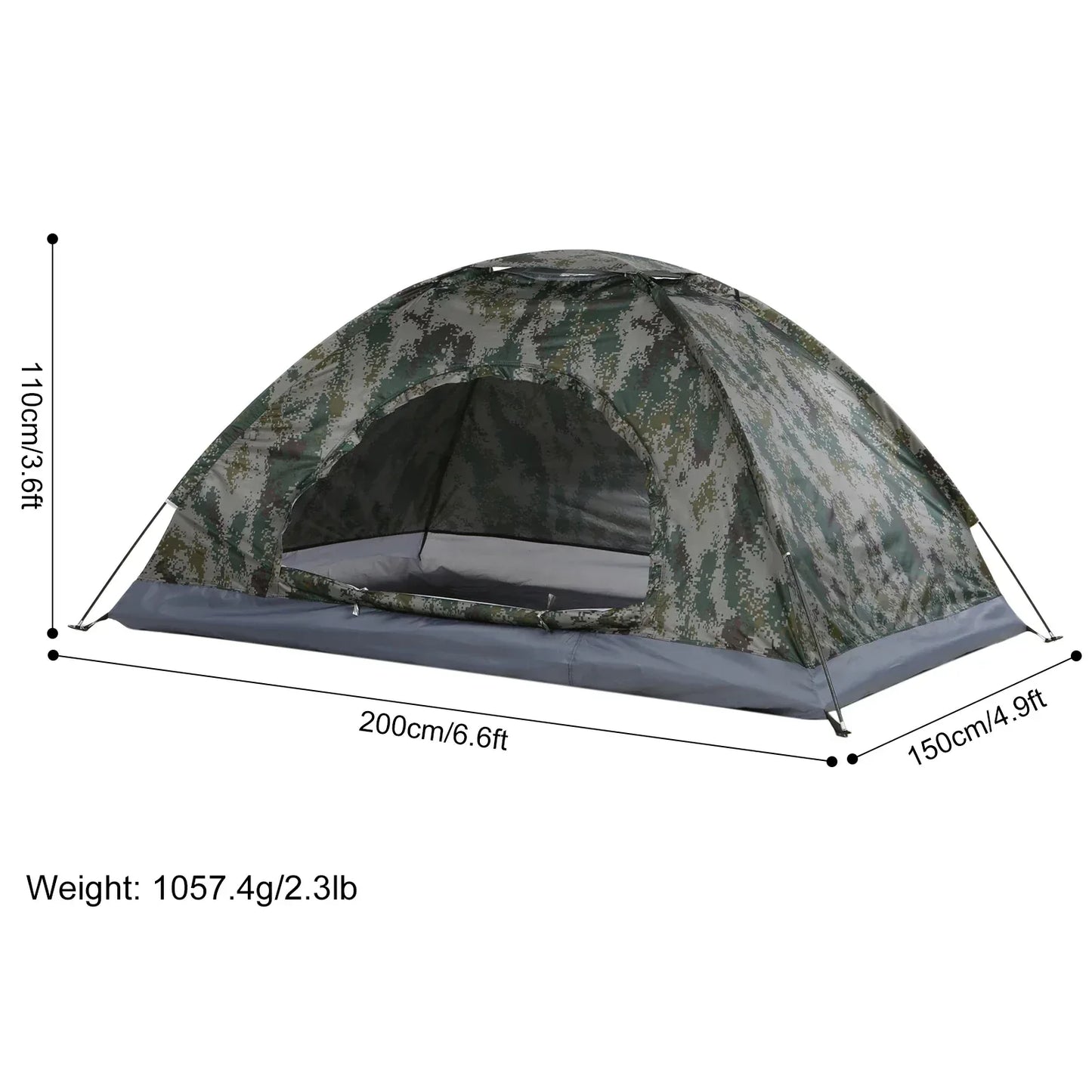 Tomshoo 1/2 Person Ultralight Camping Tent Single Layer Portable Hiking Tent Anti-UV Coating UPF 30+ for Outdoor Beach Fishing - Urbizia