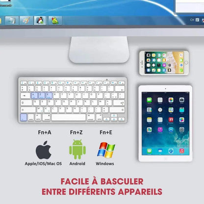 French Bluetooth Keyboard Mouse Combo AZERTY Wireless Bluetooth Mice Ultra Slim Mute for Mac iPad iPhone iOS Android Windows