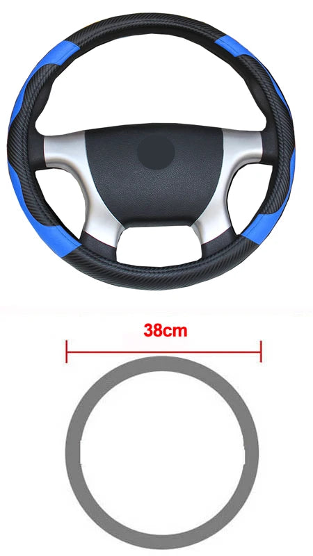 Car Steering Wheel Cover Bus Truck For 36 38 40 42 45 47 50 CM Out Diameters Blue Red Microfiber Leather Steering-wheel Wrap