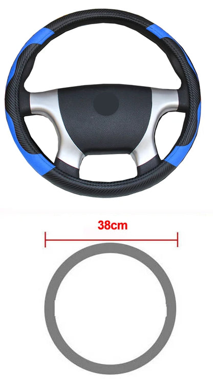 Car Steering Wheel Cover Bus Truck For 36 38 40 42 45 47 50 CM Out Diameters Blue Red Microfiber Leather Steering-wheel Wrap