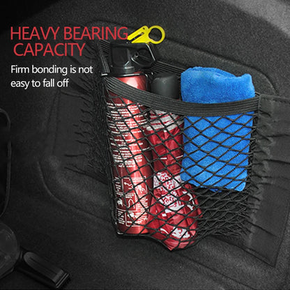 Car Trunk Mesh Organizer Car Tail Storage Net Seat Back Pocket Universal Trunk Bag Auto Magic Tape Network Interior Accessories