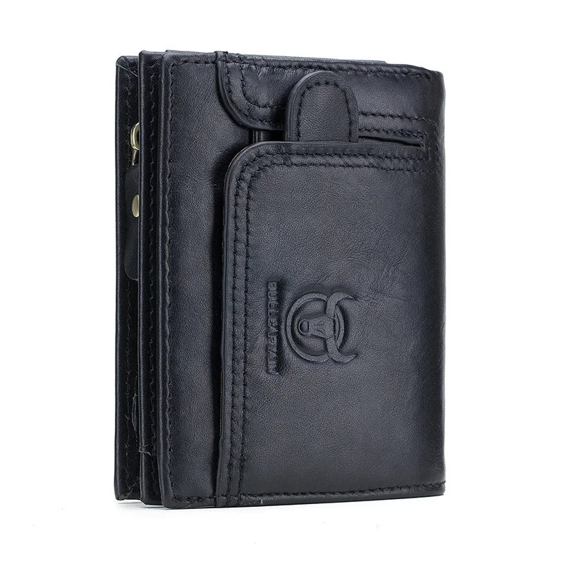 BULLCAPTAIN 100% Genuine Leather Men's Rfid Wallet Multifunctional Storage Bag Coin Purse Wallet Card Case