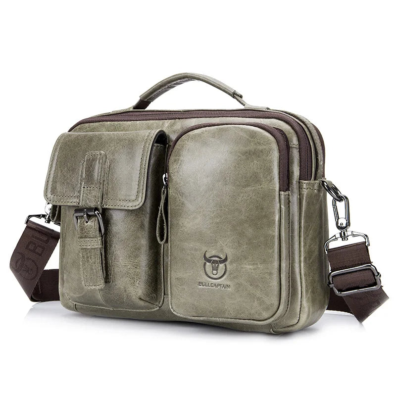 BULLCAPTAIN New Genuine Leather Men Crossbody Bag Male Briefcase Messenger Bag Casual Business Briefcase Style Men Shoulder Bag