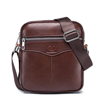 BULLCAPTAIN Casual Men's Messenger Shoulder Bag High Quality Smooth Hardware Zipper Pocket Leather Shoulder Bag For Men