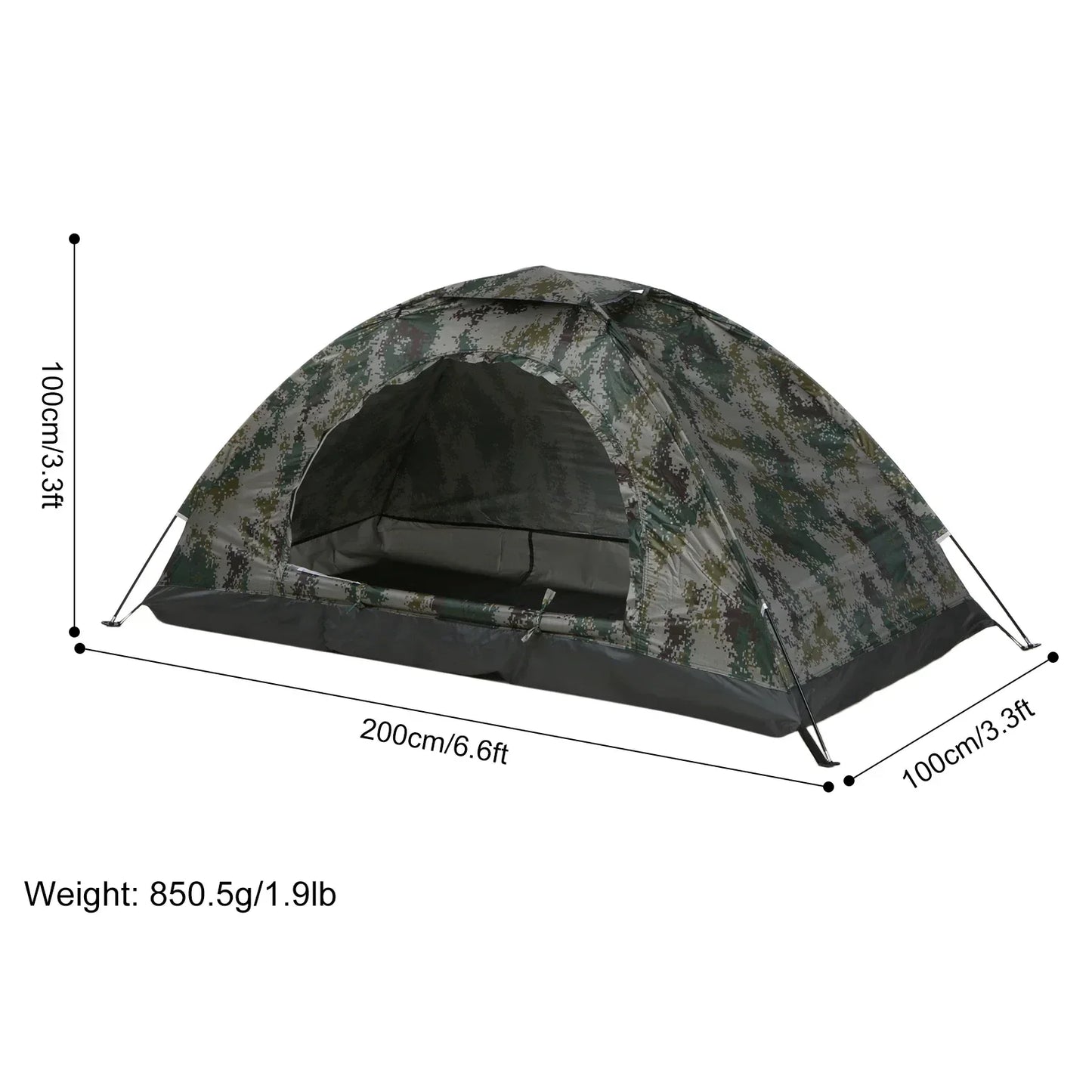 Tomshoo 1/2 Person Ultralight Camping Tent Single Layer Portable Hiking Tent Anti-UV Coating UPF 30+ for Outdoor Beach Fishing - Urbizia