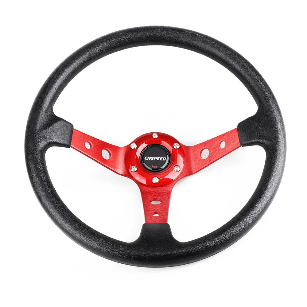 Auto Sport Drifting Steering Wheels 92mm Deep Dish Corn Universal Racing PU Leather Steering Wheel 350mm 14inch Aluminum Alloy