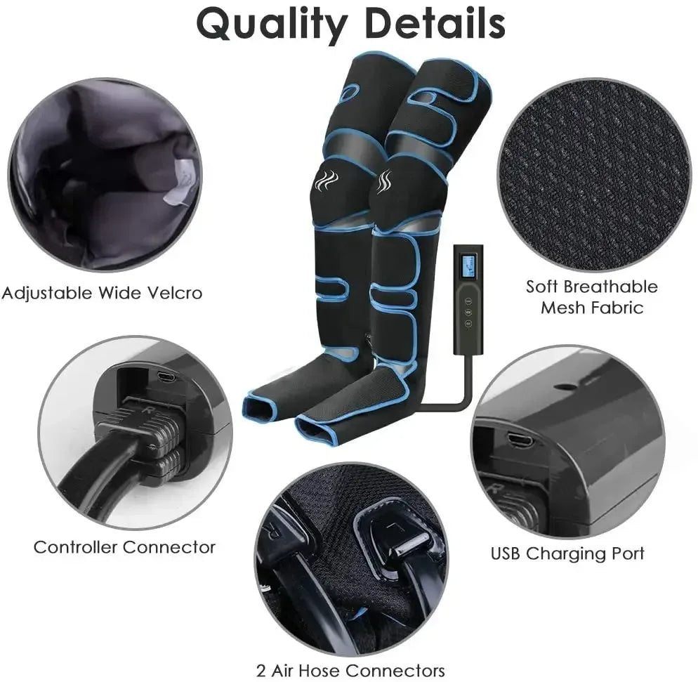 Foot air pressure leg massager promotes blood circulation, body massager, muscle relaxation, lymphatic drainage device 360° - Urbizia