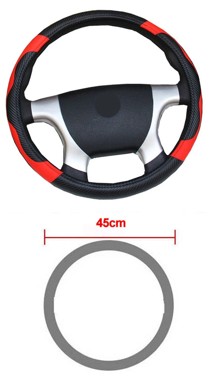 Car Steering Wheel Cover Bus Truck For 36 38 40 42 45 47 50 CM Out Diameters Blue Red Microfiber Leather Steering-wheel Wrap