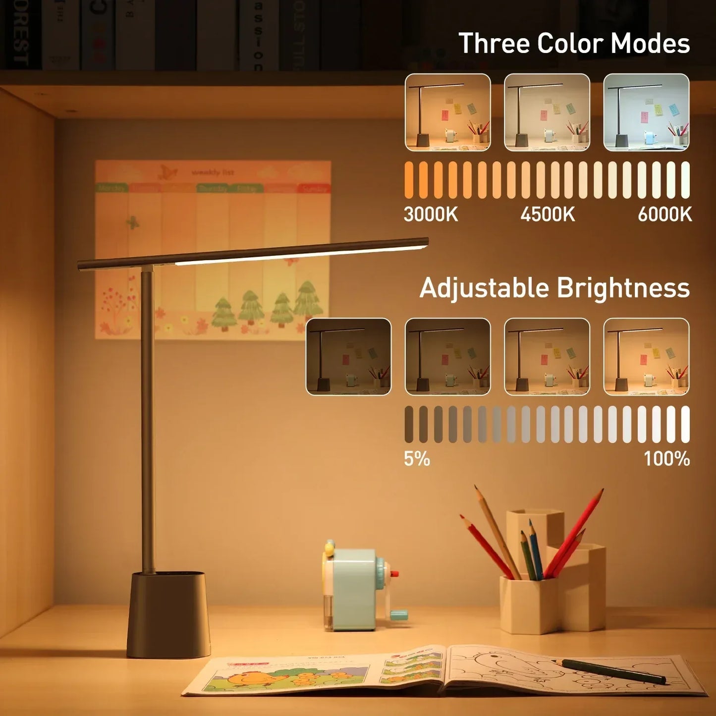 Baseus LED Desk Lamp Eye Protection Study Dimmable Office Light Foldable Table Lamp Smart Adaptive Brightness Bedside Read Lamp - Urbizia