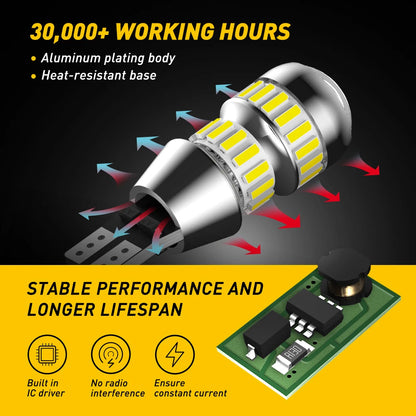 AUXITO 2Pcs 921 912 T15 LED Reverse Lights Bulb 6000K White T16 Car Backup Parking Light W16W Car Lights 4014SMD Super Bright