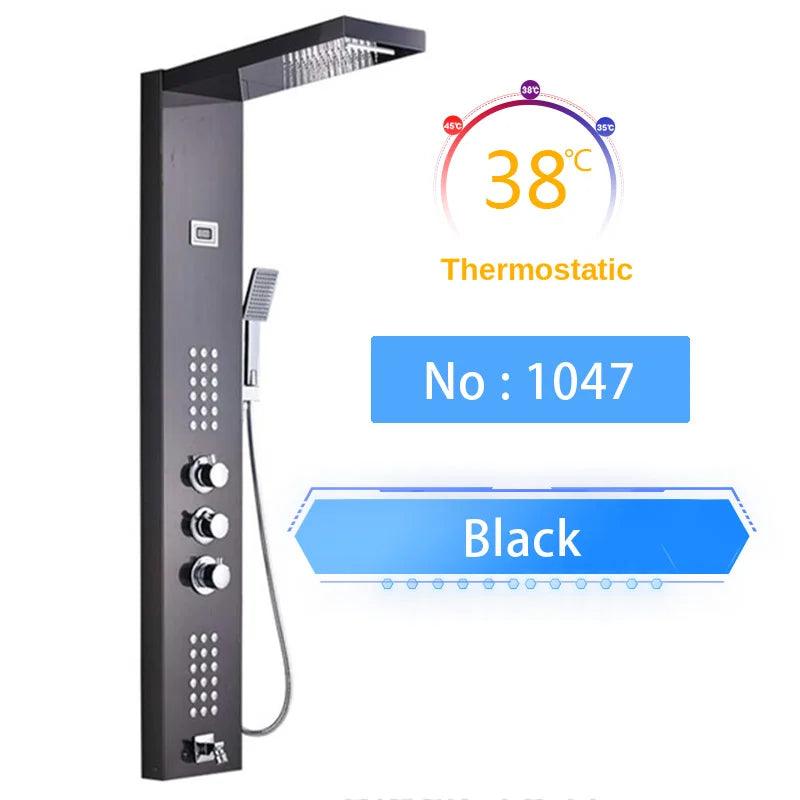 Luxury LED Shower Panel SPA Massage Jet Shower Faucet Bathroom Waterfall Rain Shower Column System Faucet Bathoom