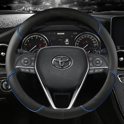 Car Steering Wheel Cover Leather 38cm For Toyota Corolla Fortuner Sequoia Auris Avensis YARIS Vios Celica 86 Rav4 4Runner C-HR