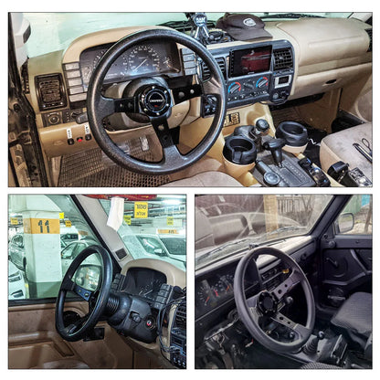 Auto Sport Drifting Steering Wheels 92mm Deep Dish Corn Universal Racing PU Leather Steering Wheel 350mm 14inch Aluminum Alloy