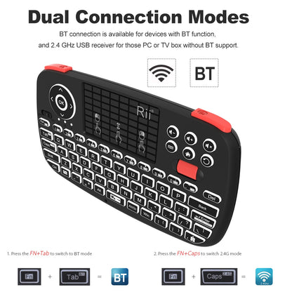 Rii i4 Mini Bluetooth Wireless Keyboard With Touchpad 2.4GHz Backlit Mouse Remote Control For Windows Android TV Box Smart TV