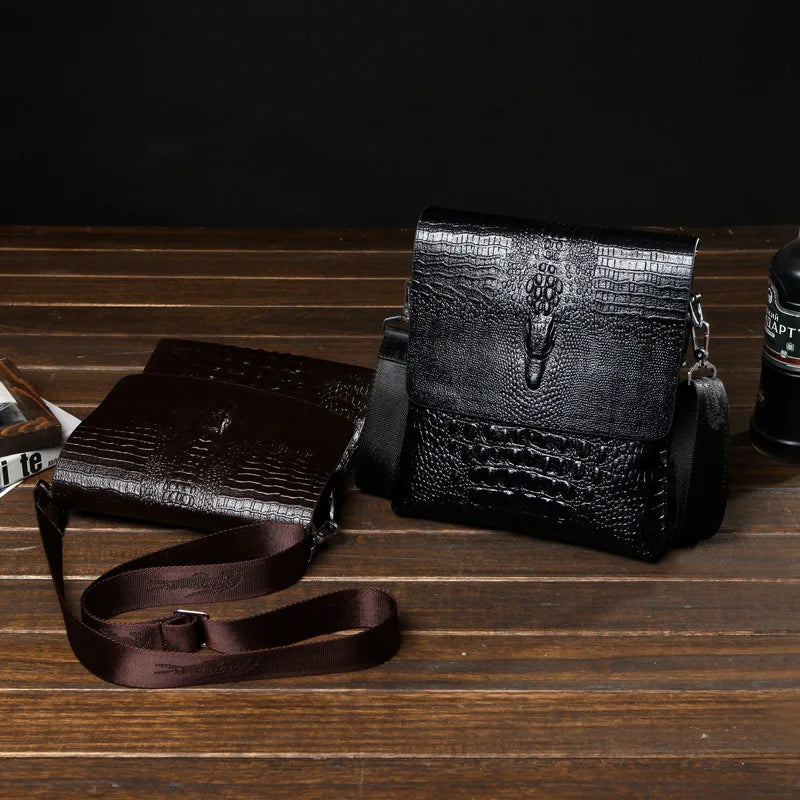 Luxury Brand Messenger Bag Men Leather Business Alligator Shoulder Bag Male Casual Satchel Crocodile Grain Crossbody Bag For Men