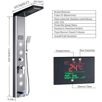Luxury LED Shower Panel SPA Massage Jet Shower Faucet Bathroom Waterfall Rain Shower Column System Faucet Bathoom