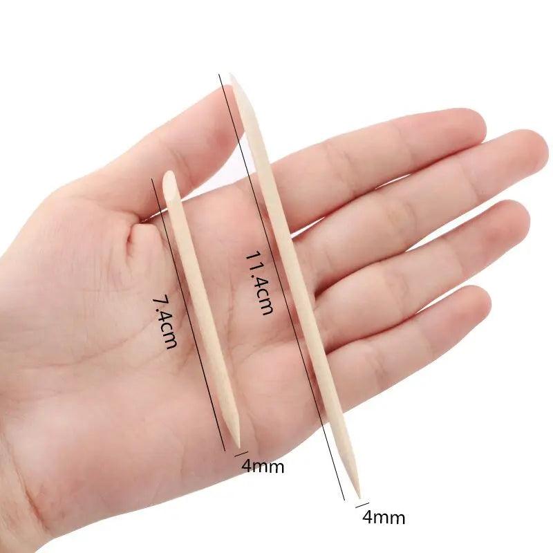 100/50pcs Nail Art Pusher Orange Wood Sticks Cuticle Pusher Remover Rhinestones Dotting Removal Manicure Pedicure Care Tools