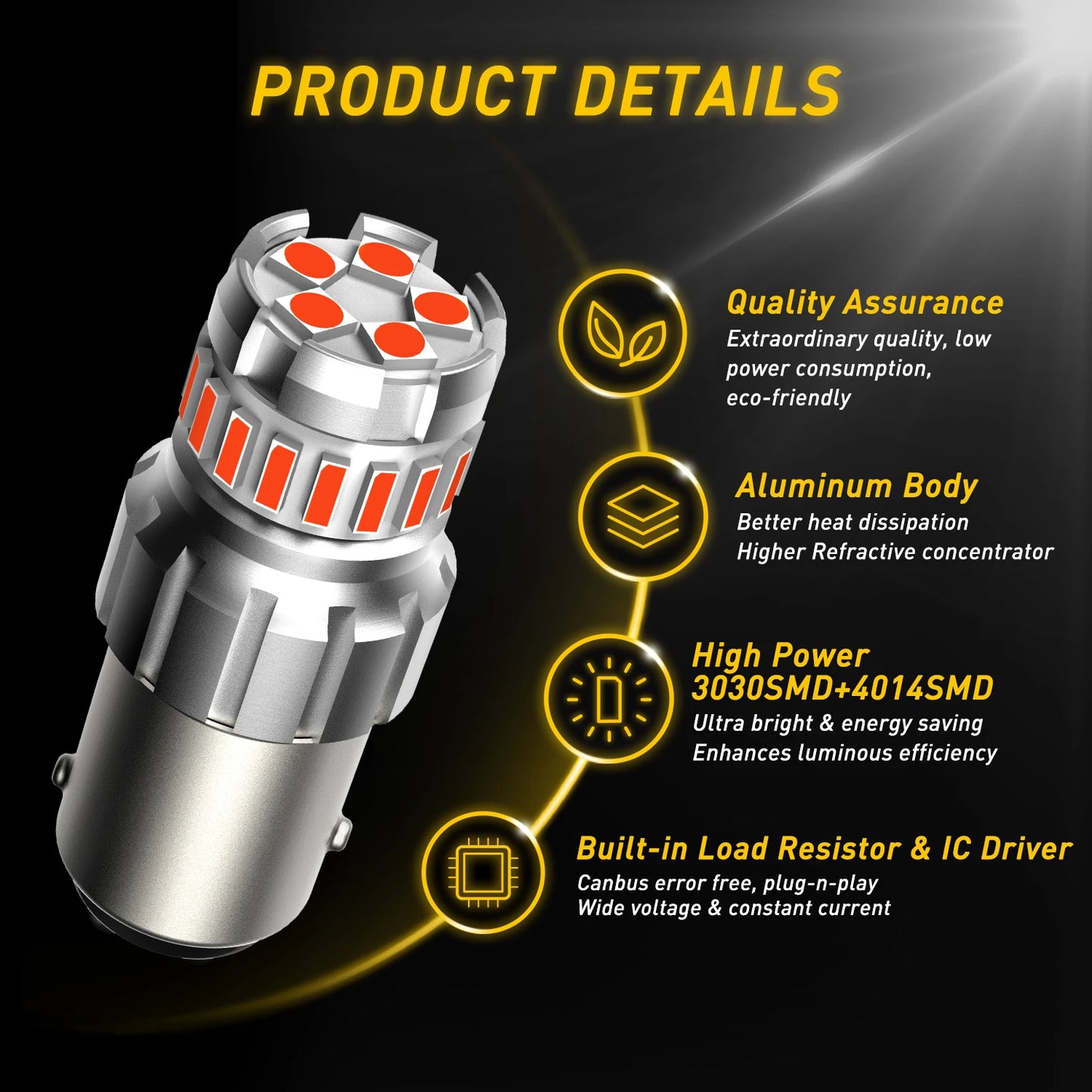 AUXITO 2Pcs 1157 2057 2357 BAY15D  LED Lights Bulb Red  P21/5W 7528 For Car Rear Brake Stop Tail Automotive Light Bulb 12V