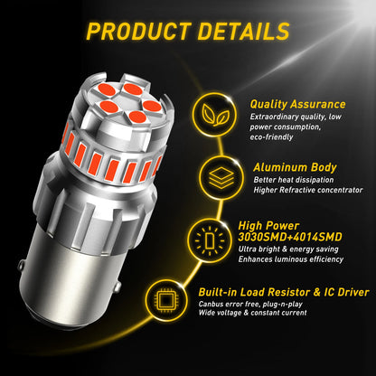 AUXITO 2Pcs 1157 2057 2357 BAY15D  LED Lights Bulb Red  P21/5W 7528 For Car Rear Brake Stop Tail Automotive Light Bulb 12V