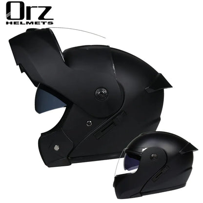 Latest DOT Approved Safety Modular Flip Motorcycle Helmet Voyage Racing Dual Lens Helmet Interior Visor Orz-161