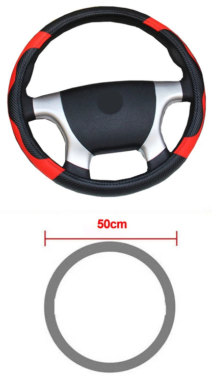 Car Steering Wheel Cover Bus Truck For 36 38 40 42 45 47 50 CM Out Diameters Blue Red Microfiber Leather Steering-wheel Wrap