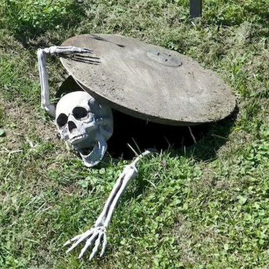 Halloween Decor Skeleton Stakes – Realistic Skull, Human Hand & Arms for Party