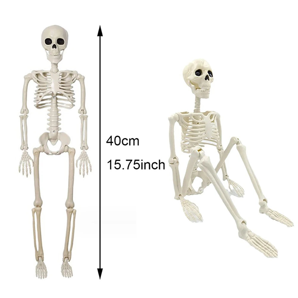 Halloween Decorations Posable Human Skeleton – Fake Bone Horror Prop for Spooky Décor