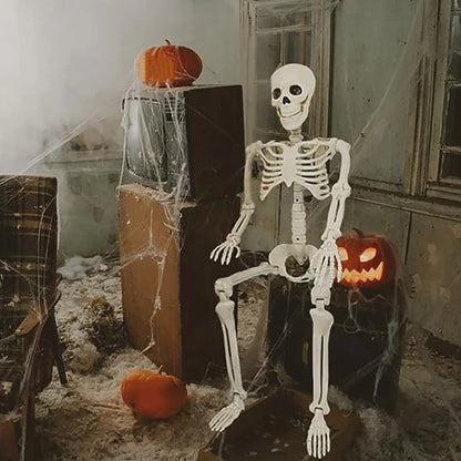 Halloween Decorations Posable Human Skeleton – Fake Bone Horror Prop for Spooky Décor