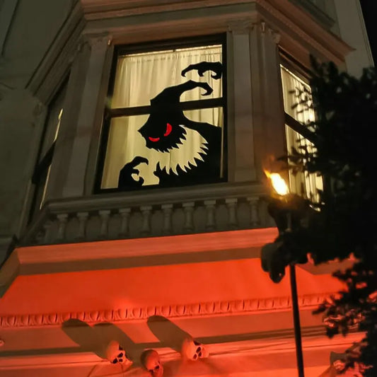Halloween Door & Window Stickers – Skeleton Hand, Pumpkin, Ghost & Witch Hat DIY Decorations